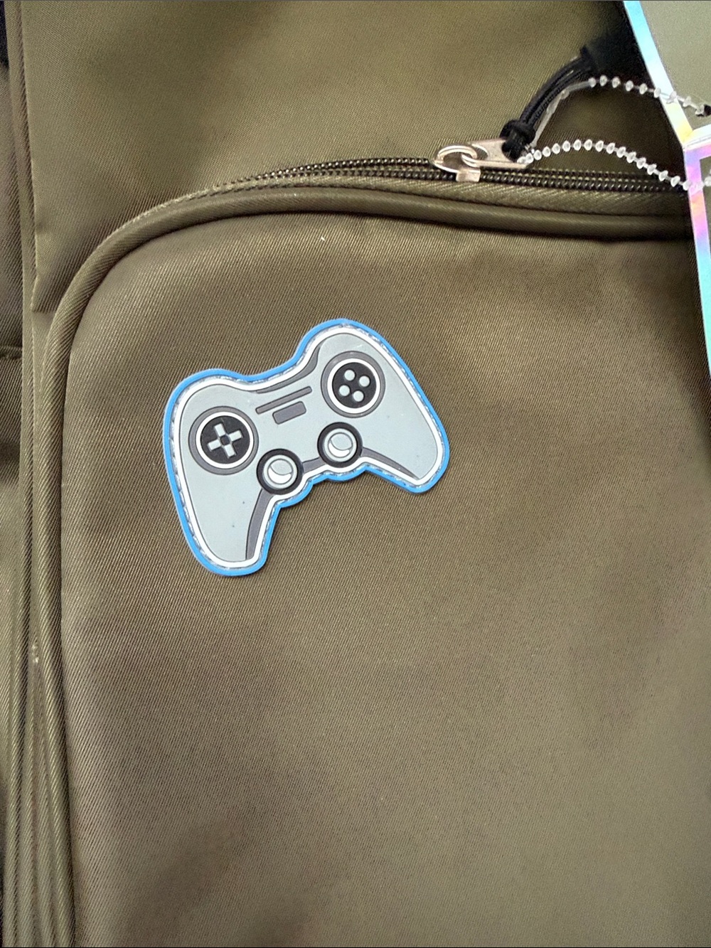 Olive Green Backpack with Fun Patch Accents - Picture 11 of 13
